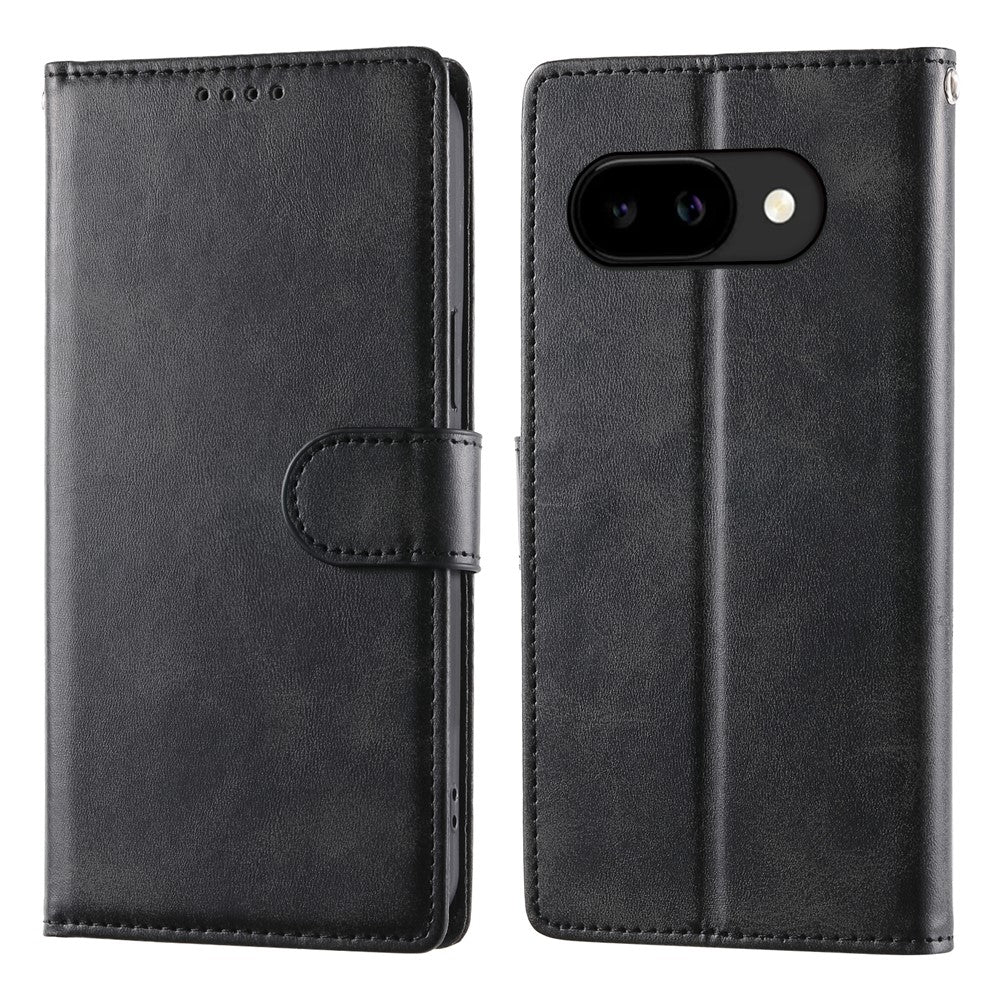 For Google Pixel 10a Case Stand Wallet Calf Texture PU Leather Flip Phone Cover with Wrist Strap