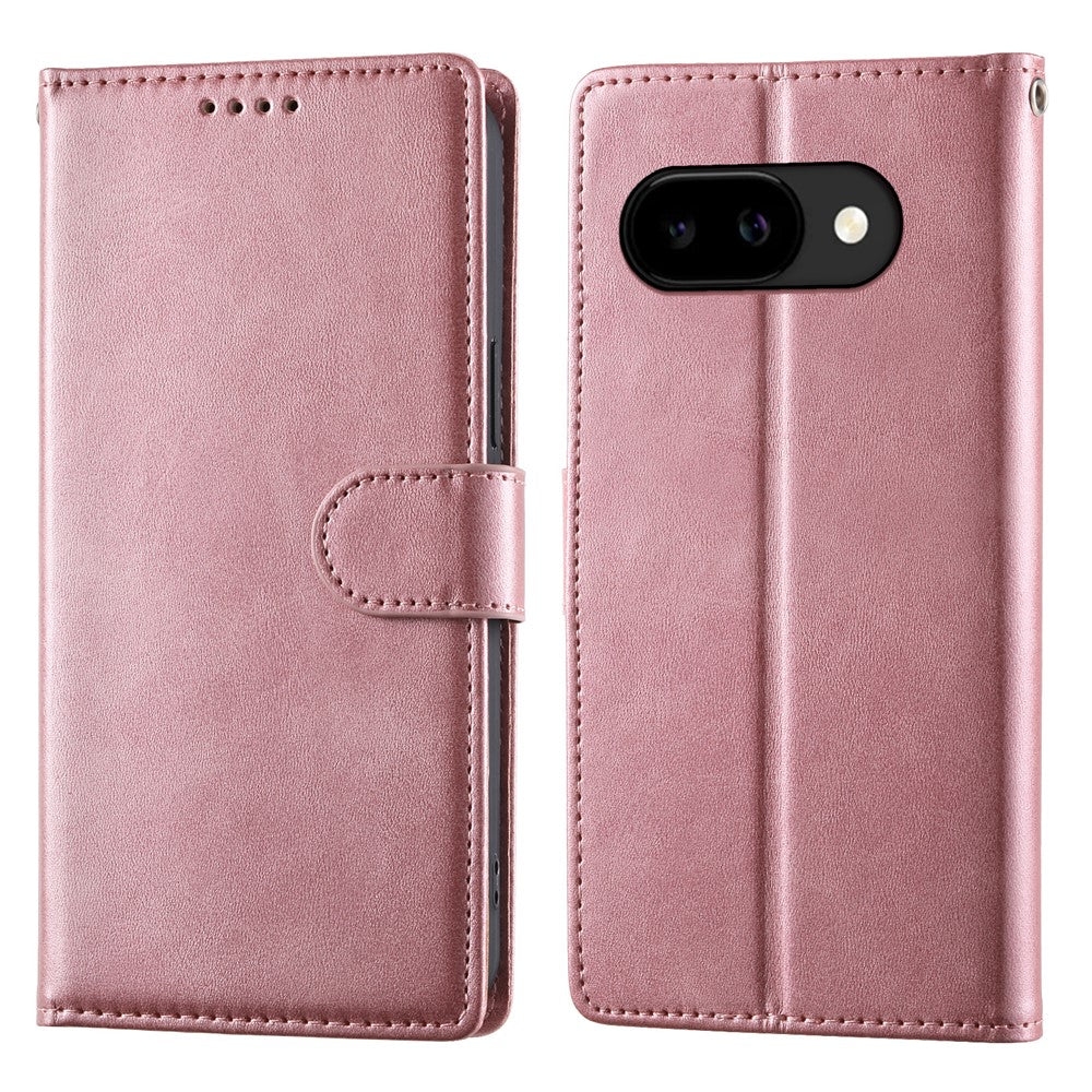 For Google Pixel 10a Case Stand Wallet Calf Texture PU Leather Flip Phone Cover with Wrist Strap