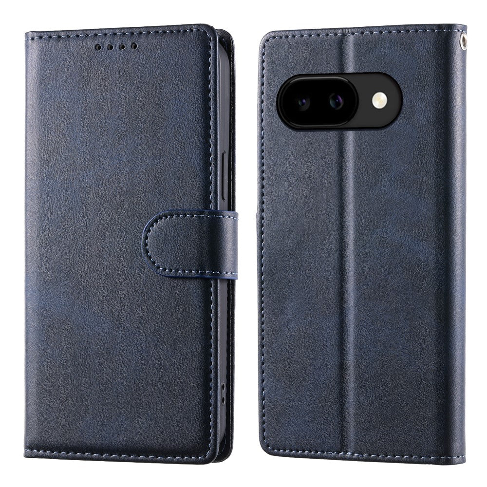 For Google Pixel 10a Case Stand Wallet Calf Texture PU Leather Flip Phone Cover with Wrist Strap