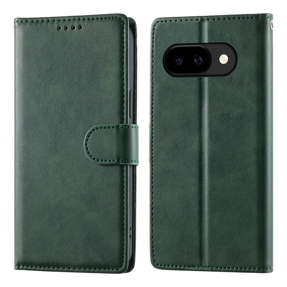 For Google Pixel 10a Case Stand Wallet Calf Texture PU Leather Flip Phone Cover with Wrist Strap