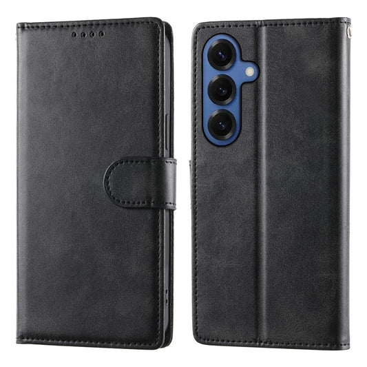 Galaxy S26 Handyhülle – mit Standfunktion, Kalbslederstruktur, PU-Leder, Flip-Phone- mit Handschlaufe