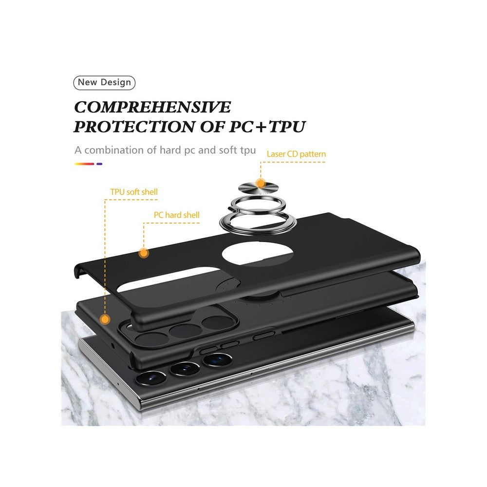 For Samsung Galaxy S26 Ultra Case PC + TPU Phone Cover with Rotatable Ring Holder