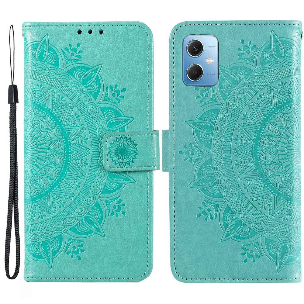 For Xiaomi Redmi Note 12 5G (India) / Note 12 5G (China) / Poco X5 5G Magnetic Clasp Cell Phone Cover Mandala Flower Imprinted PU Leather Flip Stand Wallet Case