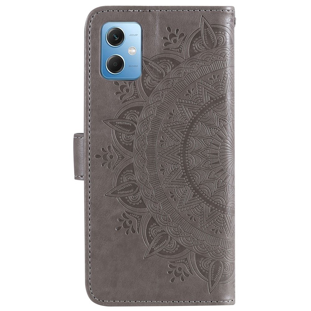 For Xiaomi Redmi Note 12 5G (India) / Note 12 5G (China) / Poco X5 5G Magnetic Clasp Cell Phone Cover Mandala Flower Imprinted PU Leather Flip Stand Wallet Case