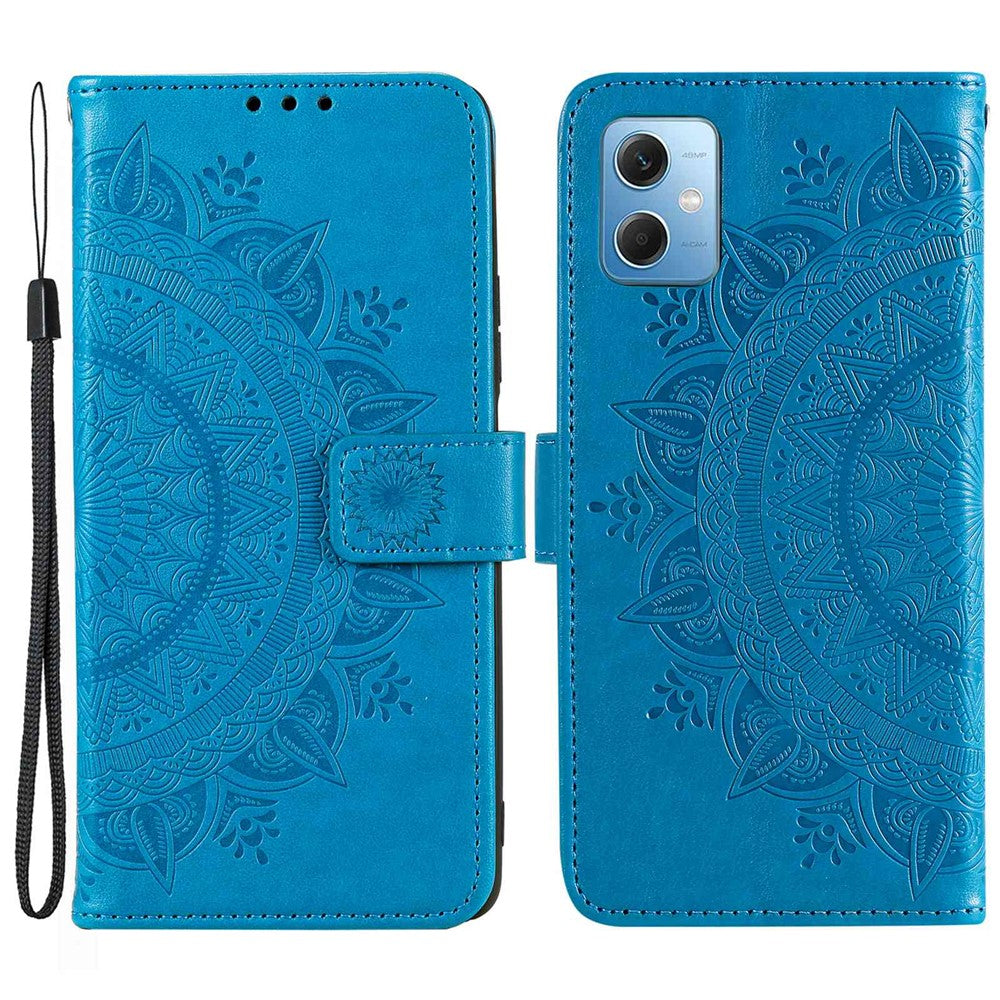 For Xiaomi Redmi Note 12 5G (India) / Note 12 5G (China) / Poco X5 5G Magnetic Clasp Cell Phone Cover Mandala Flower Imprinted PU Leather Flip Stand Wallet Case
