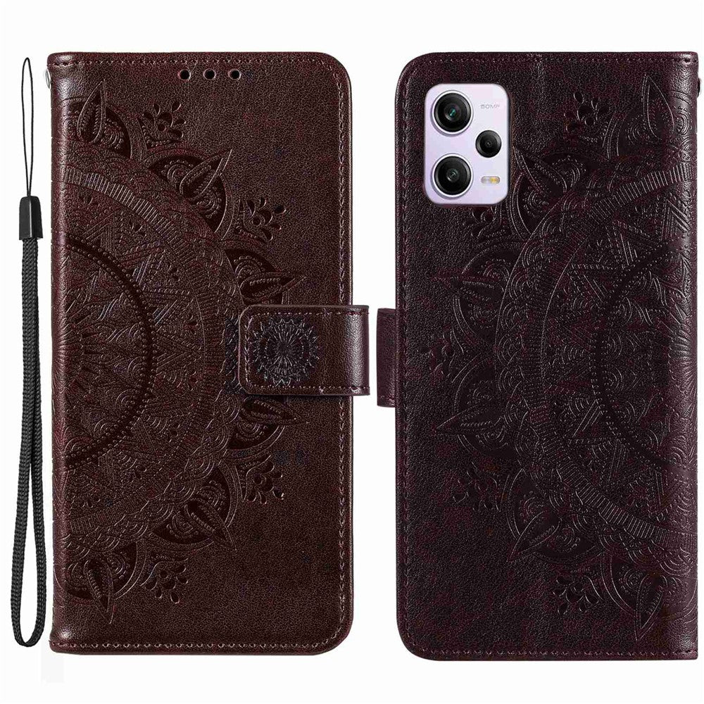 For Xiaomi Redmi Note 12 Pro 5G / Note 12 Pro Speed 5G / Poco X5 Pro 5G Anti-Scratch PU Leather Wallet Case Flip Stand  Mandala Flower Imprinted Magnetic Clasp Anti-dust Cover