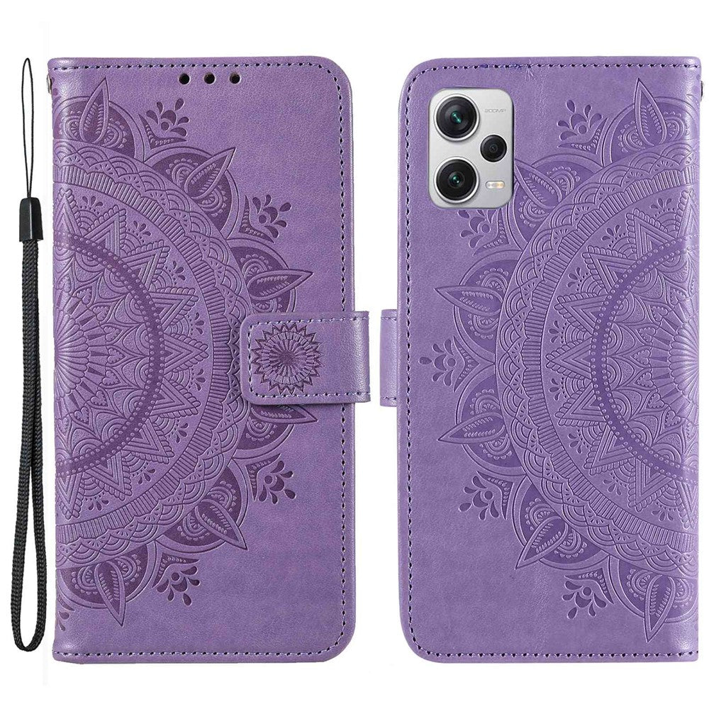 For Xiaomi Redmi Note 12 Pro 5G / Note 12 Pro Speed 5G / Poco X5 Pro 5G Anti-Scratch PU Leather Wallet Case Flip Stand  Mandala Flower Imprinted Magnetic Clasp Anti-dust Cover