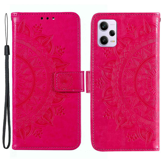 Xiaomi Redmi Note 12 Pro+ 5G Handyhülle – Mandala Flower Imprinted PU Leather Case Brieftasche mit Klappständer und Magnetverschluss