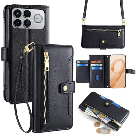 For Xiaomi Poco F8 Ultra / Redmi K90 Pro Max 5G Leather Case Zipper Pocket Wallet Phone Cover with 2 Straps