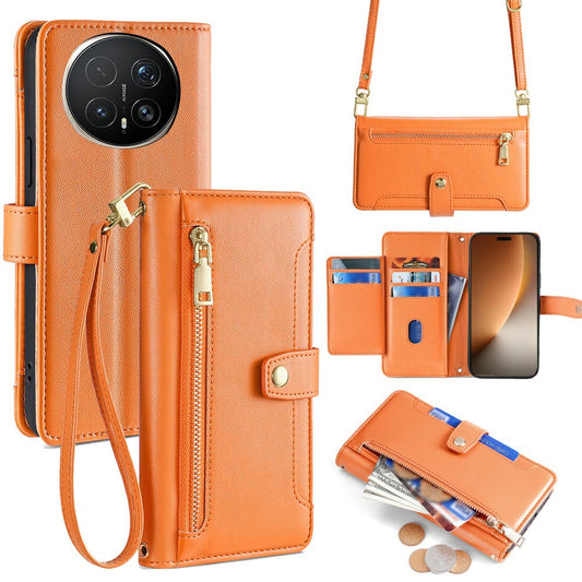 Honor Magic8 Pro 5G Handyhülle – Ledertasche mit Reißverschlusstasche und 2 Riemen