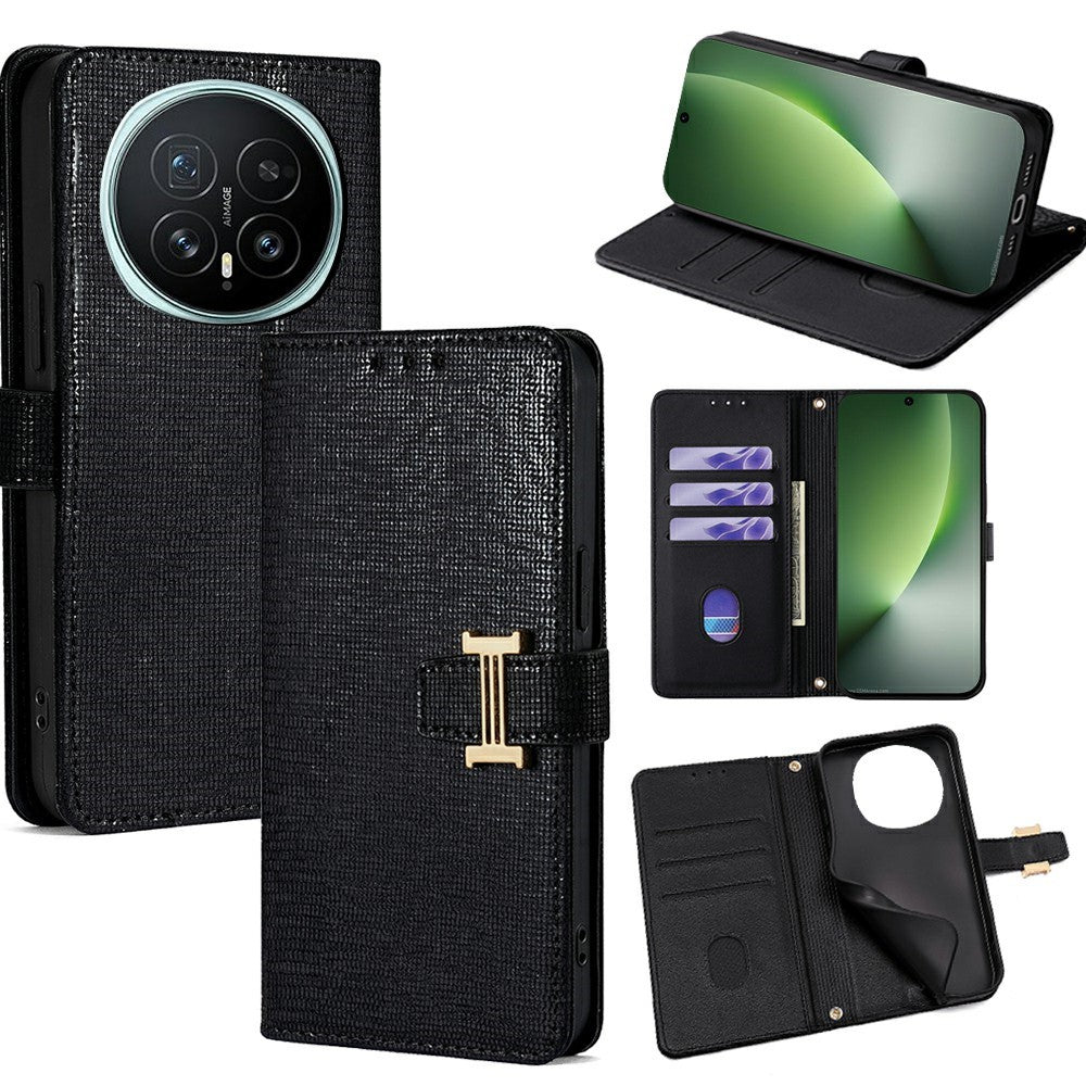 For Honor Magic8 5G Case Metal I-Buckle PU Leather Wallet Phone Cover