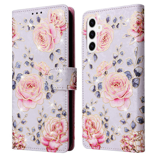 Galaxy S26+ Handyhülle – RFID-blockierende aus Leder mit Blumenmotiv