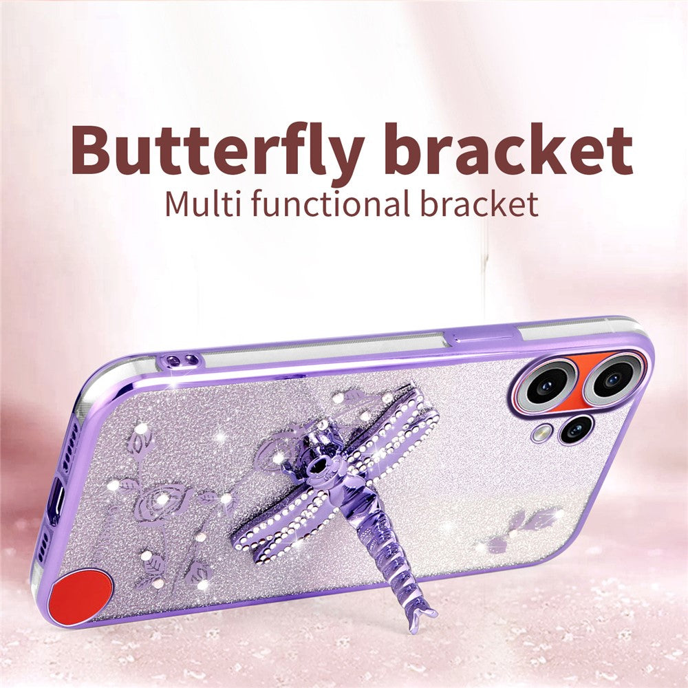 KADEM For Nothing CMF Phone 2 Pro Case Dragonfly Kickstand TPU Flowers Glitter Phone Cover