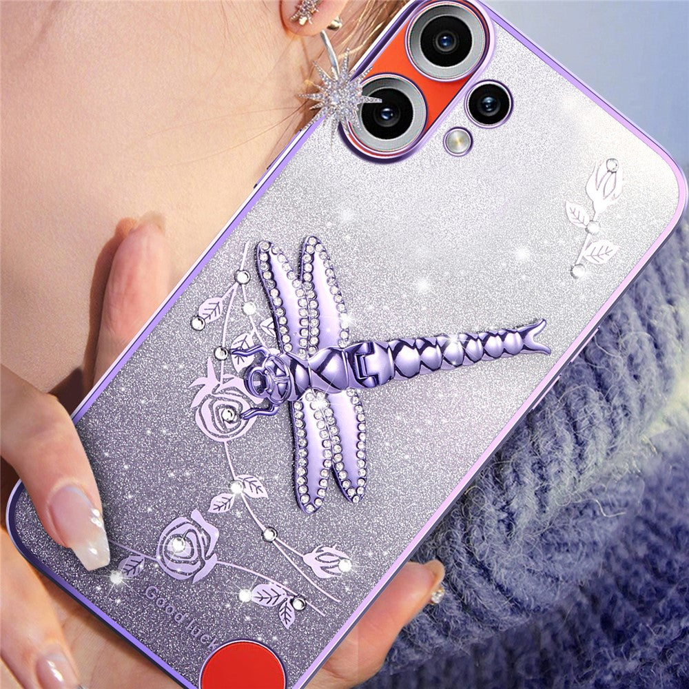 KADEM For Nothing CMF Phone 2 Pro Case Dragonfly Kickstand TPU Flowers Glitter Phone Cover