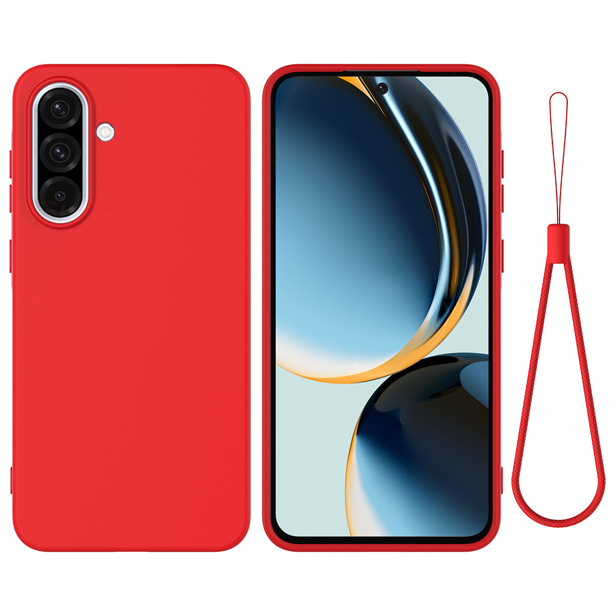For Samsung Galaxy A37 5G Liquid Silicone Case Phone Back Cover with Hand Strap