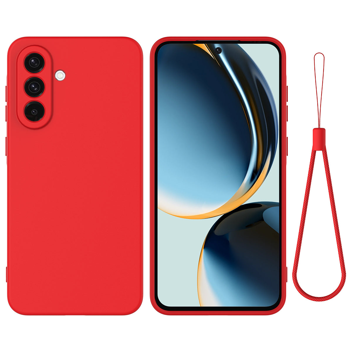 For Samsung Galaxy A57 5G Liquid Silicone Case Phone Back Cover with Hand Strap