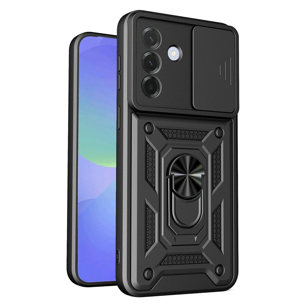For Samsung Galaxy A37 5G Case with Slide Camera Lid PC + TPU Kickstand Phone Cover