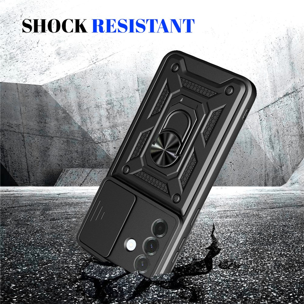 For Samsung Galaxy A37 5G Case with Slide Camera Lid PC + TPU Kickstand Phone Cover