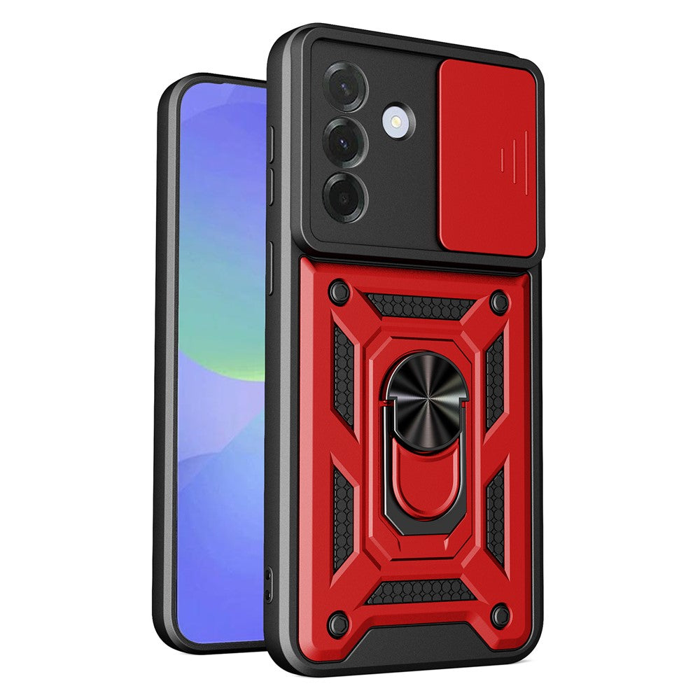 For Samsung Galaxy A37 5G Case with Slide Camera Lid PC + TPU Kickstand Phone Cover