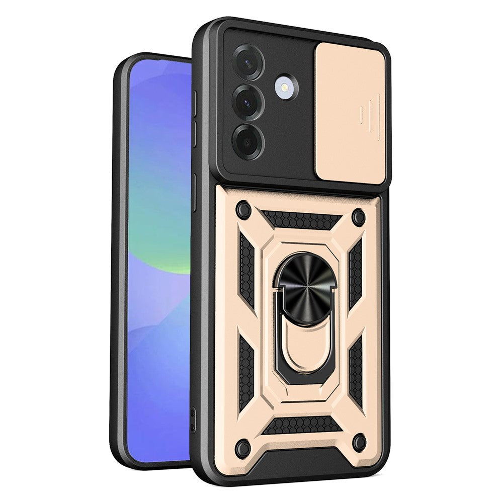 For Samsung Galaxy A37 5G Case with Slide Camera Lid PC + TPU Kickstand Phone Cover