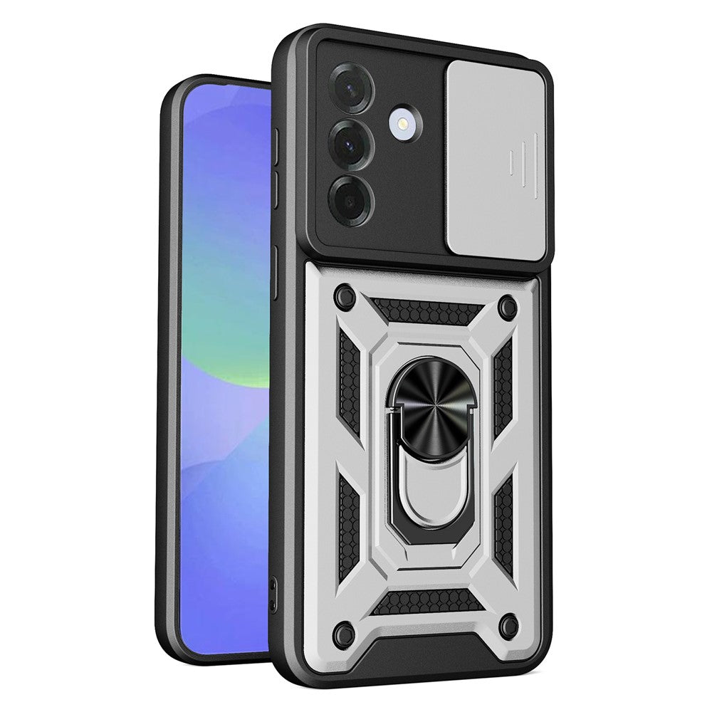 For Samsung Galaxy A37 5G Case with Slide Camera Lid PC + TPU Kickstand Phone Cover