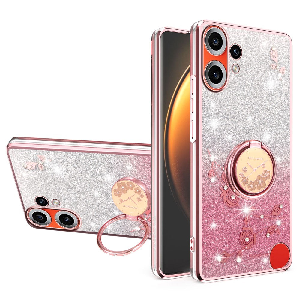 KADEM For Nothing CMF Phone 2 Pro Case Ring Kickstand TPU Flowers Phone Cover Gradient Glitter