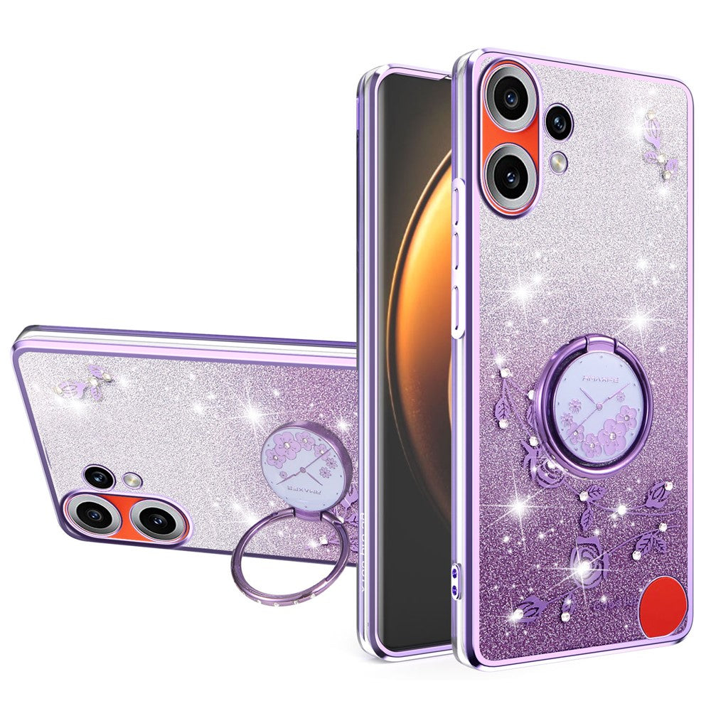KADEM For Nothing CMF Phone 2 Pro Case Ring Kickstand TPU Flowers Phone Cover Gradient Glitter