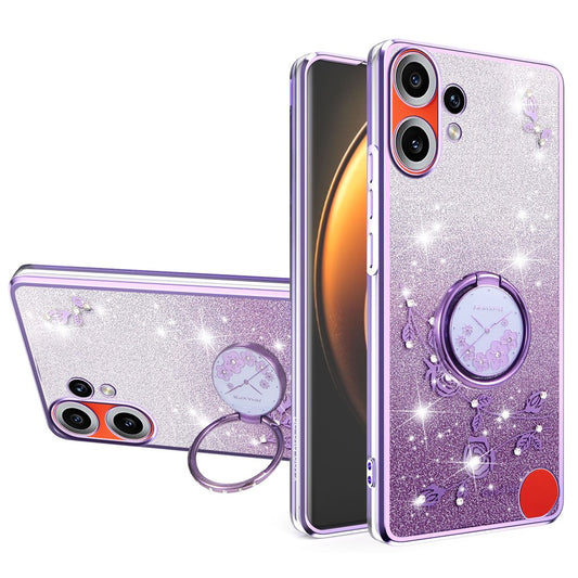 KADEM For Nothing CMF Phone 2 Pro Case Ring Kickstand TPU Flowers Phone Cover Gradient Glitter