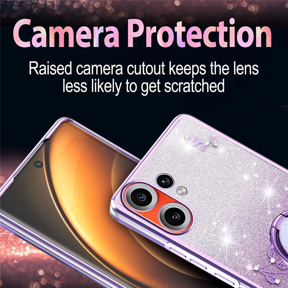 KADEM For Nothing CMF Phone 2 Pro Case Ring Kickstand TPU Flowers Phone Cover Gradient Glitter
