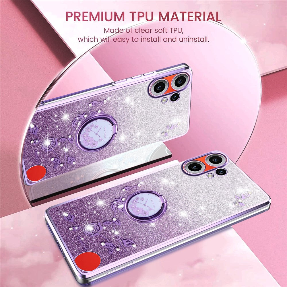 KADEM For Nothing CMF Phone 2 Pro Case Ring Kickstand TPU Flowers Phone Cover Gradient Glitter