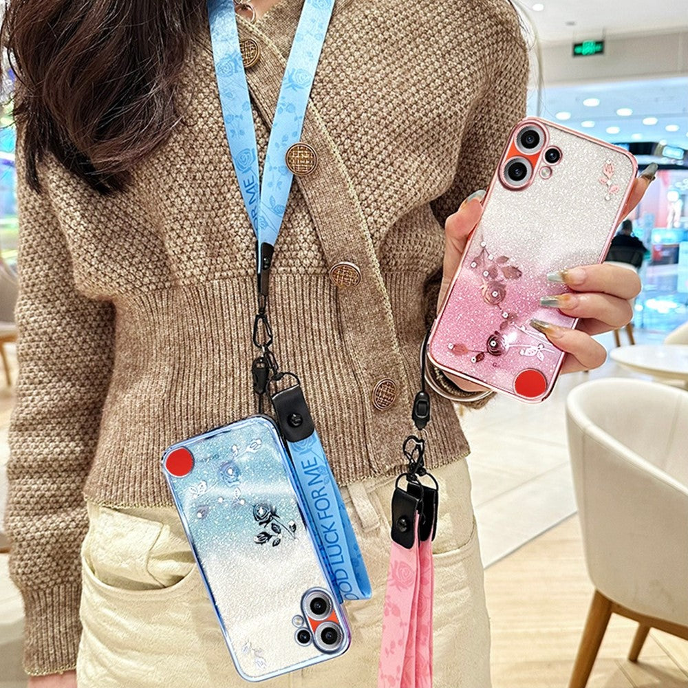 KADEM For Nothing CMF Phone 2 Pro Case Flower Pattern TPU Gradient Phone Cover with Lanyards