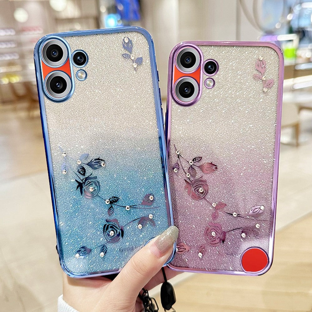 KADEM For Nothing CMF Phone 2 Pro Case Flower Pattern TPU Gradient Phone Cover with Lanyards