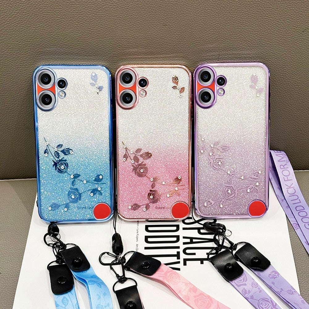 KADEM For Nothing CMF Phone 2 Pro Case Flower Pattern TPU Gradient Phone Cover with Lanyards