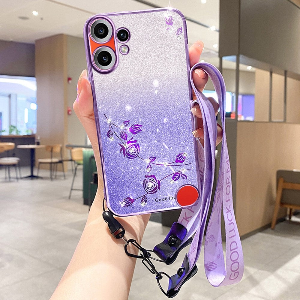 KADEM For Nothing CMF Phone 2 Pro Case Flower Pattern TPU Gradient Phone Cover with Lanyards