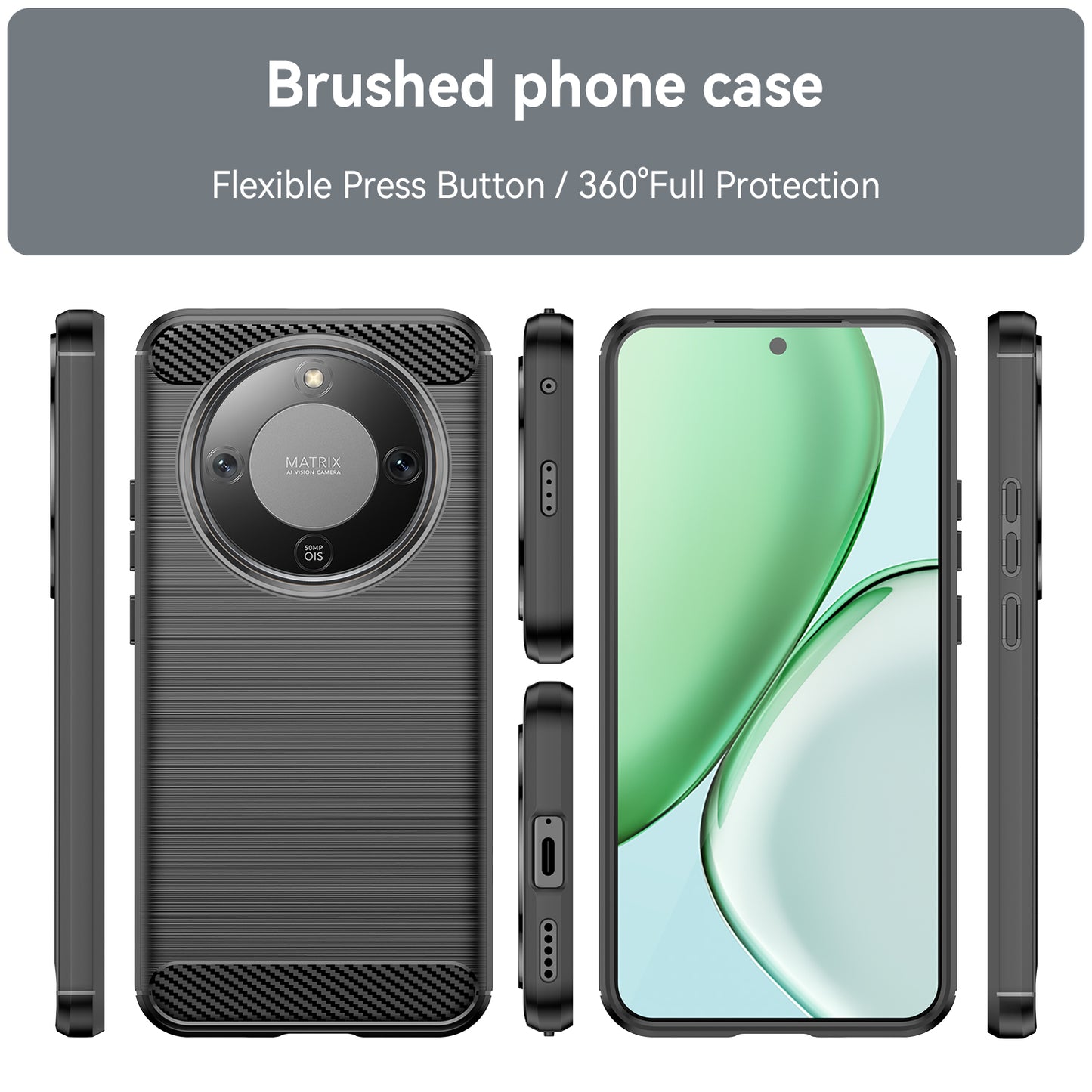 WANLONFENG For Honor Magic8 Lite 5G / X9d 5G / X70 5G Case with Screen Film  LS Series Big Lens Hole Brushed Texture TPU Phone Cover