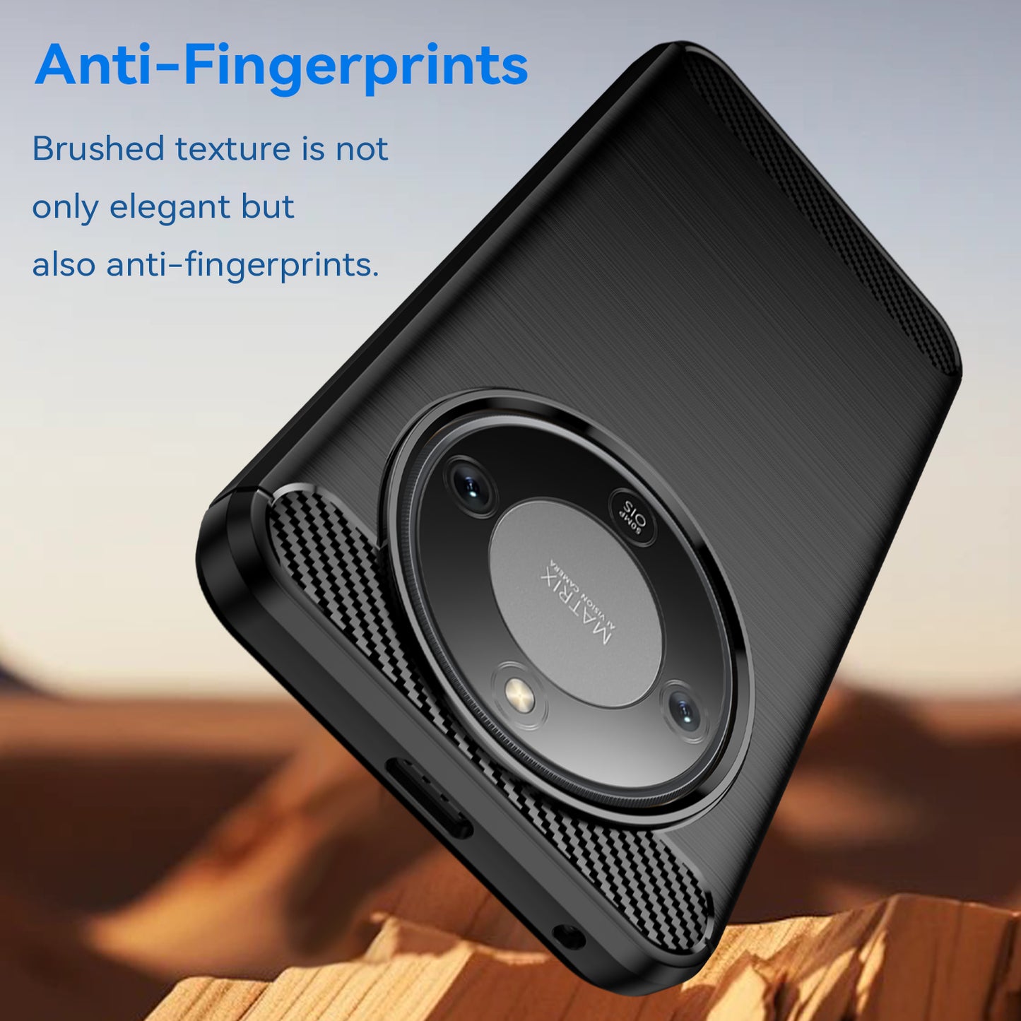 WANLONFENG For Honor Magic8 Lite 5G / X9d 5G / X70 5G Case with Screen Film  LS Series Big Lens Hole Brushed Texture TPU Phone Cover