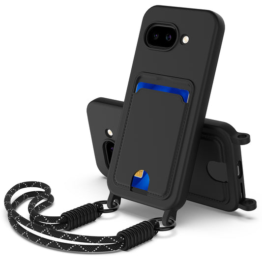 Google Pixel 10a Handyhülle – Flüssige Silikonhülle mit Kartenhalter und kurzem Riemen
