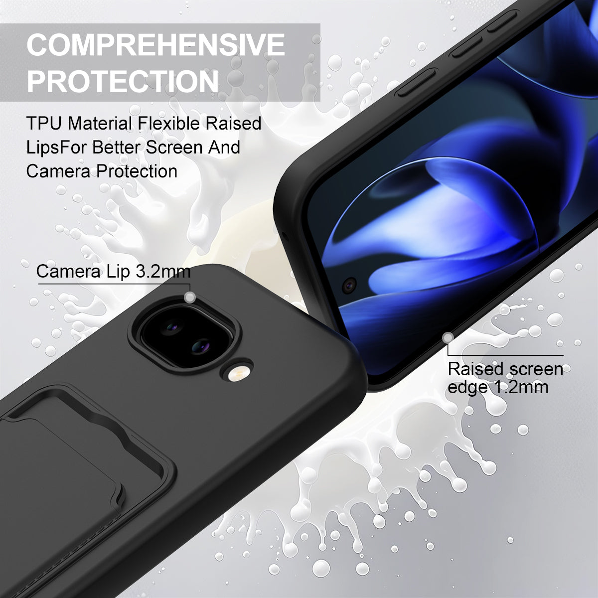 For Google Pixel 10a Liquid Silicone Case  Phone Back Cover with Card Holder and Short Strap