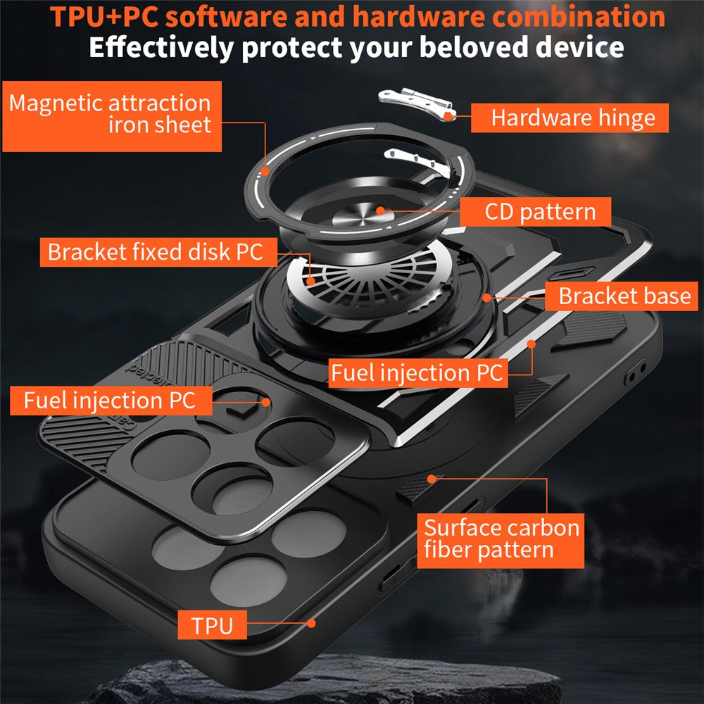 For Xiaomi 15T Pro Magnetic Case Rotating Kickstand TPU + PC Phone Cover
