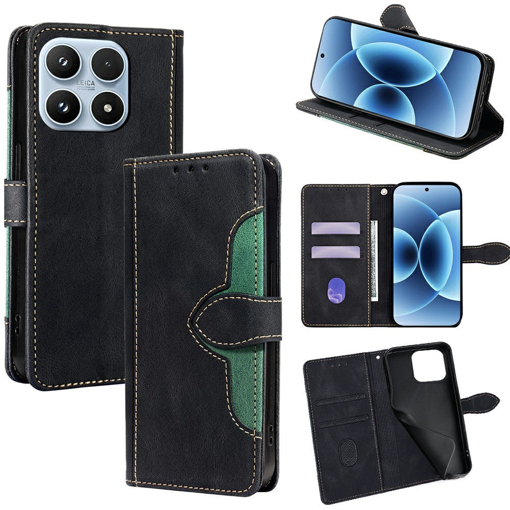For Xiaomi 17 Case Leather Wallet Phone Cover with Straw Hat Magnetic Clasp