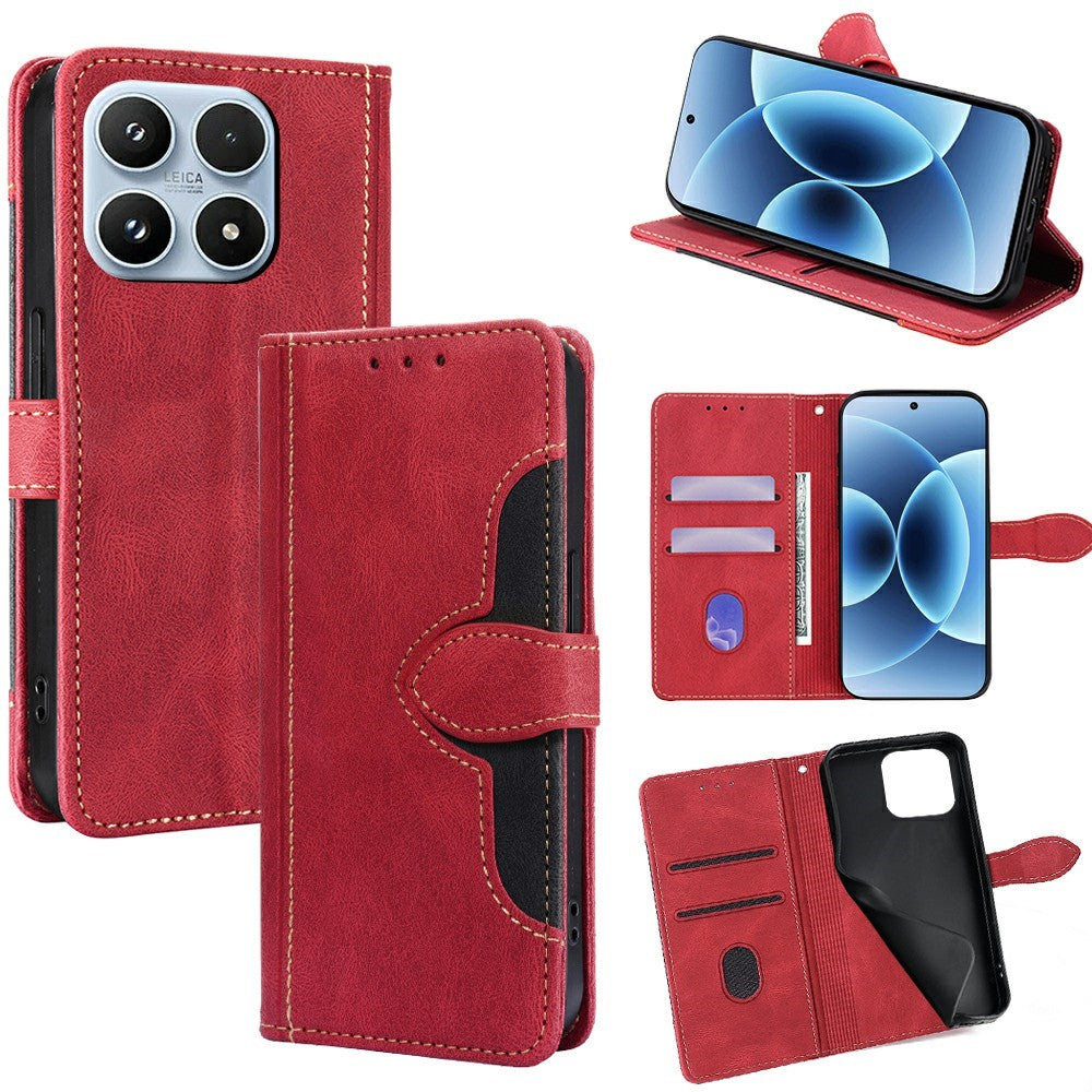 For Xiaomi 17 Case Leather Wallet Phone Cover with Straw Hat Magnetic Clasp