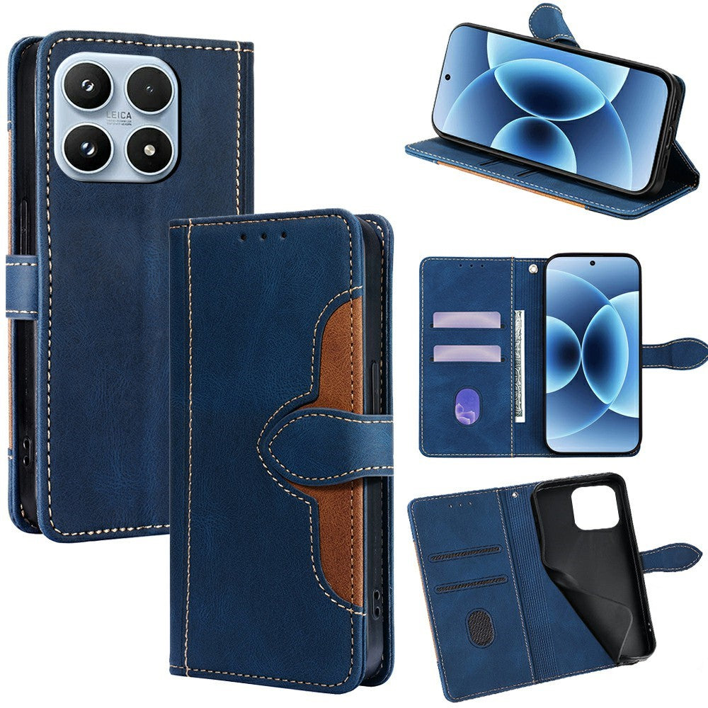 For Xiaomi 17 Case Leather Wallet Phone Cover with Straw Hat Magnetic Clasp