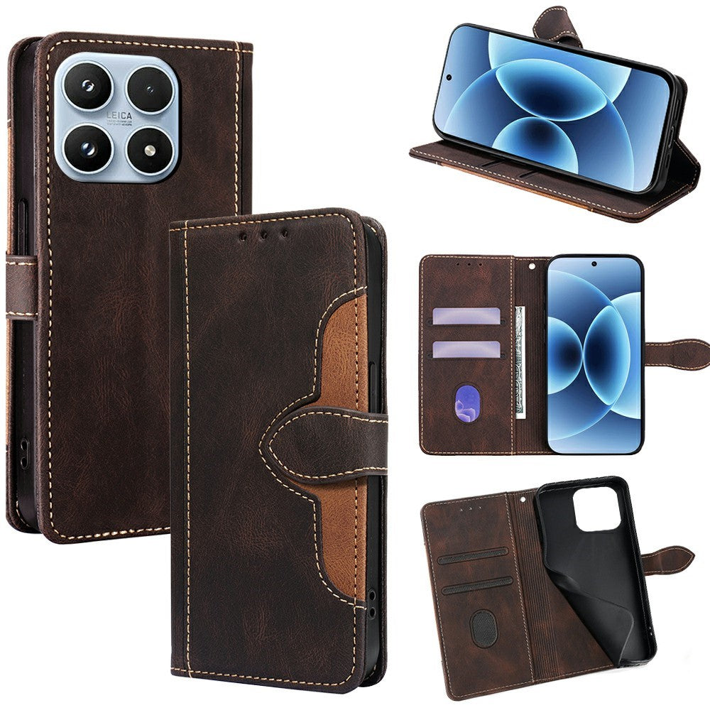 For Xiaomi 17 Case Leather Wallet Phone Cover with Straw Hat Magnetic Clasp