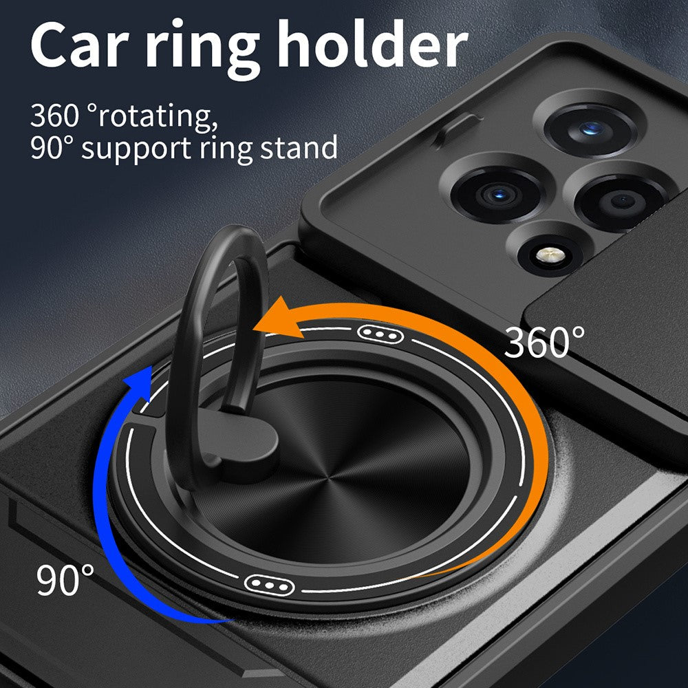 For Honor 200 Lite Magnetic Case Ring Holder Foldable Kickstand TPU PC Phone Cover with Camera Lens Slider