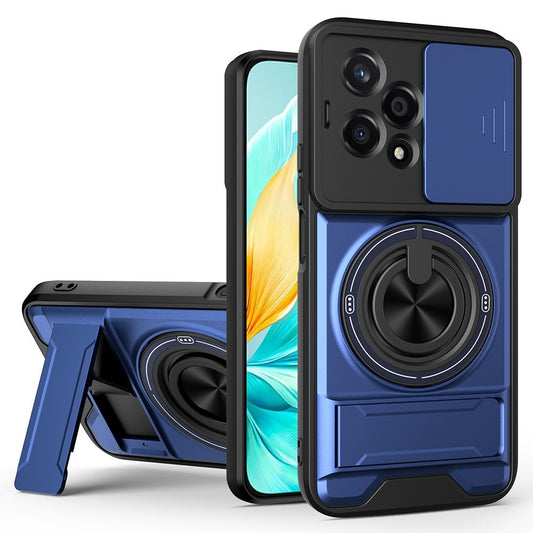 Honor 200 Lite Handyhülle – Magnetischer Gehäuseringhalter, faltbarer Ständer, TPU-PC- mit Kameraobjektivschieber