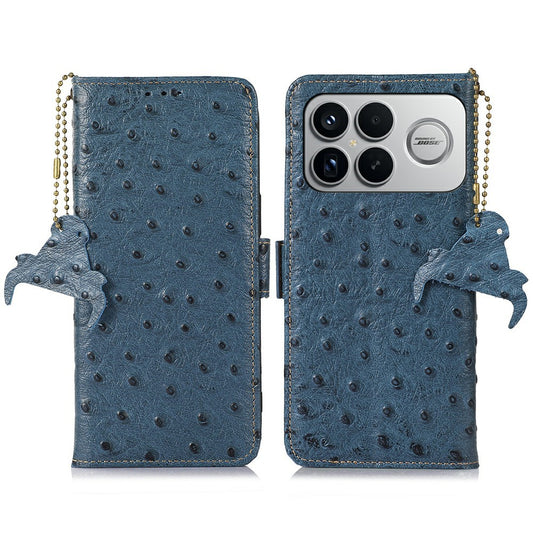 For Xiaomi Poco F8 Ultra / Redmi K90 Pro Max 5G Case RFID Blocking Genuine Cow Leather Phone Case Ostrich Texture