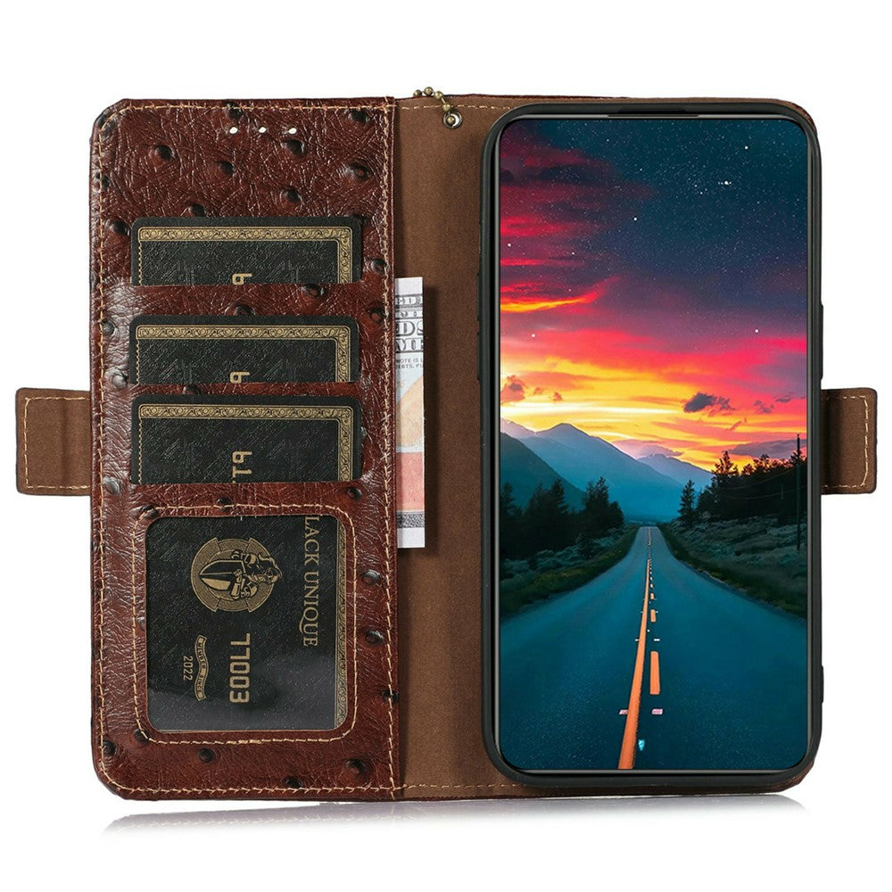 For Xiaomi Poco F8 Pro 5G / Redmi K90 5G Case RFID Blocking Genuine Cow Leather Phone Case Ostrich Texture
