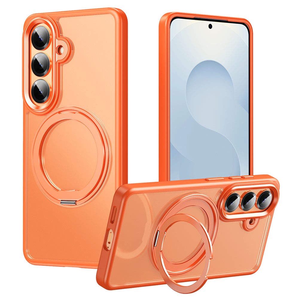 For Samsung Galaxy S26 Magnetic Case TPU + Acrylic + Metal Kickstand Matte Phone Cover