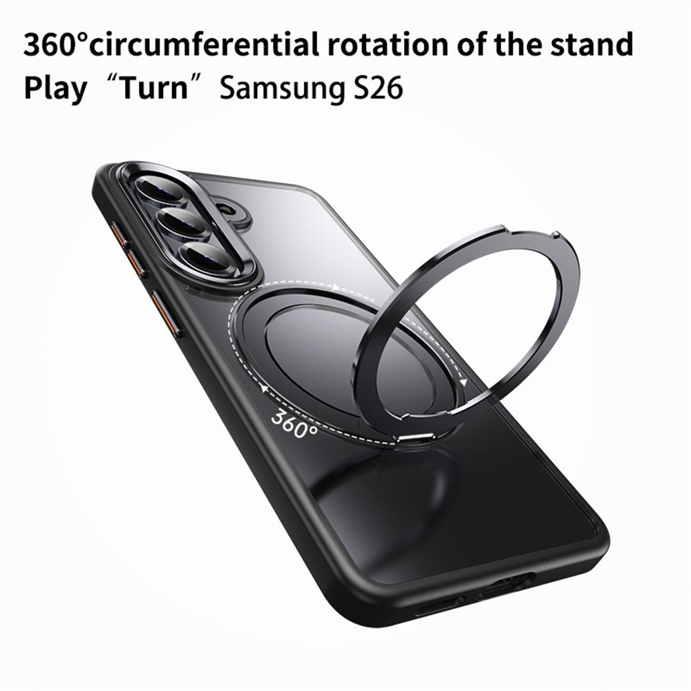 For Samsung Galaxy S26+ Magnetic Case TPU + Acrylic + Metal Kickstand Matte Phone Cover