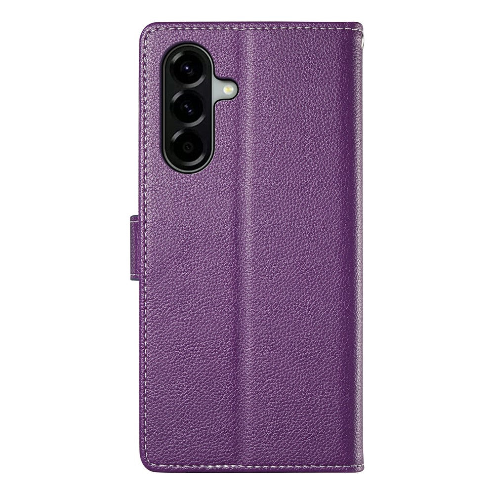 For Samsung Galaxy A37 5G Case Magnetic Snap Litchi Texture Leather Wallet Phone Cover with Wrist Strap